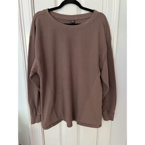 Wild Fable Mauve Brown Waffle Knit Thermal Long Sleeve Top Oversized Large
